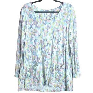 J. Jill Pure Jill Women's Colorful Abstract Blouse Front Pockets Size Large